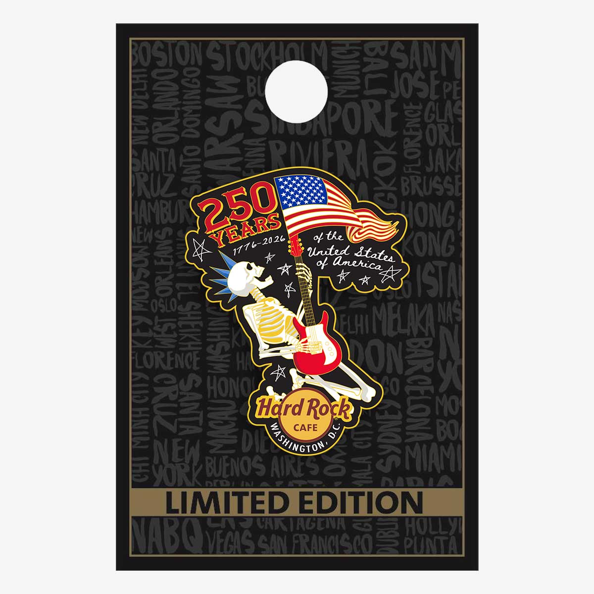 Limited Edition USA 250th Jamming Skeleton Pin image number 2